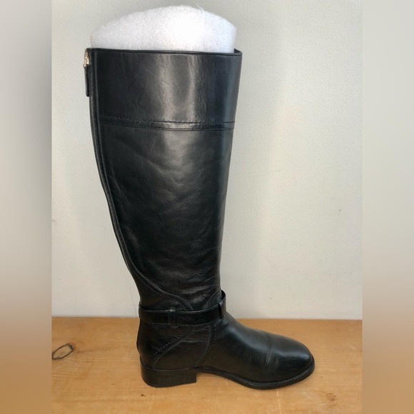 Tory Burch Adeline Black Riding Boots Size 6 Extended Calf - Picture 6 of 12